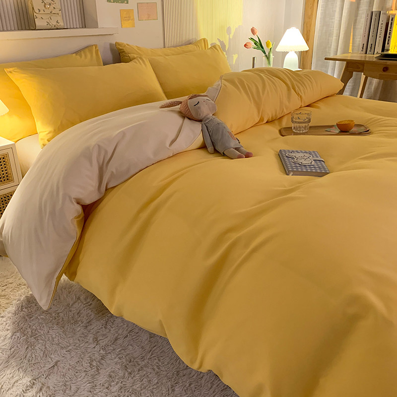 韩版加厚被单四件套纯棉全棉简约纯色小红书被套小姑娘寝室三件套,淘宝优惠券,粉丝福利购,淘宝优惠卷