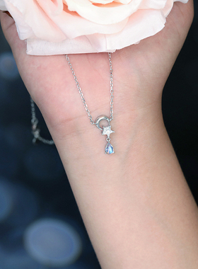 月光石项链女夏纯银小众设计感