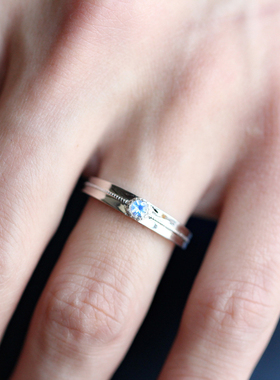 月光石情侣戒指日式轻奢异地恋对