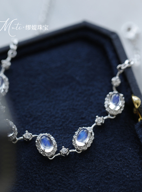 缪媞珠宝女天然月光石纯银镶嵌