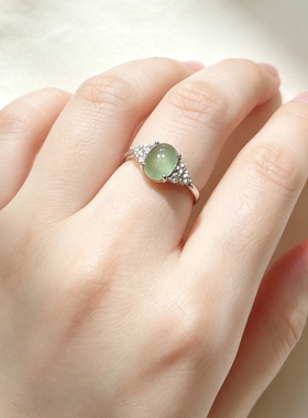 纯银简约风生日送女友葡萄石戒指