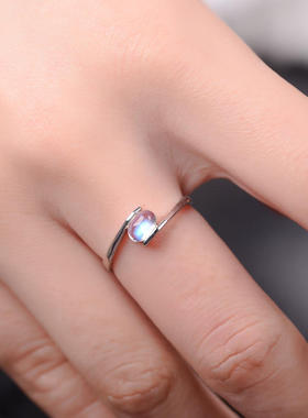 天然斯里兰卡月光石蓝月彩月戒面