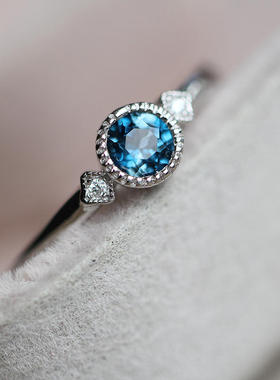 天然托帕石戒指指环清新简约s925