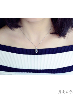 斯里兰卡月光石纯银镀金日韩项链