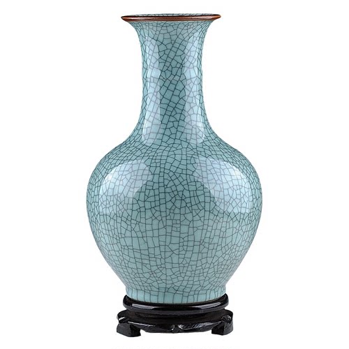 景德镇陶瓷花瓶摆件客厅插花仿古官窑瓷瓶中式家居装饰品瓷器瓶子 - 图0