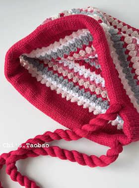 小红帽粗毛线手工针织帽