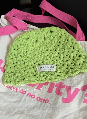 日系手工针织帽女2025新款