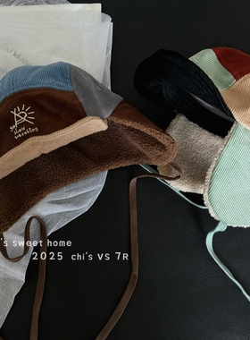 韩版2025新款撞色拼接雷锋帽