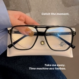 Корейская версия Suyan Thin Face Scrub Coffee Big Frame Glasses Женские ретро двойной бар TRR Anty -Blu -Ray Flat Light Mircor можно оснащено с близкими мужчинами