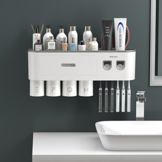 Lazy automatic toothpaste squeezer toothbrush storage rack