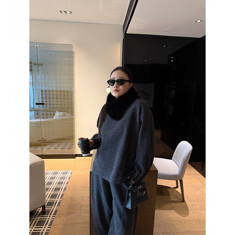 铅笔小鑫大码女装显瘦CP高品两件套亮片上衣+裤子套装,淘宝优惠券,粉丝福利购,淘宝优惠卷