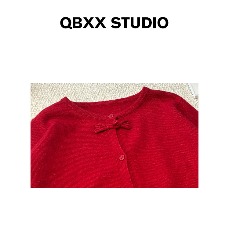 铅笔小鑫大码女装 宽松弹力新年氛围蝴蝶结复古针毛衣,淘宝优惠券,粉丝福利购,淘宝优惠卷