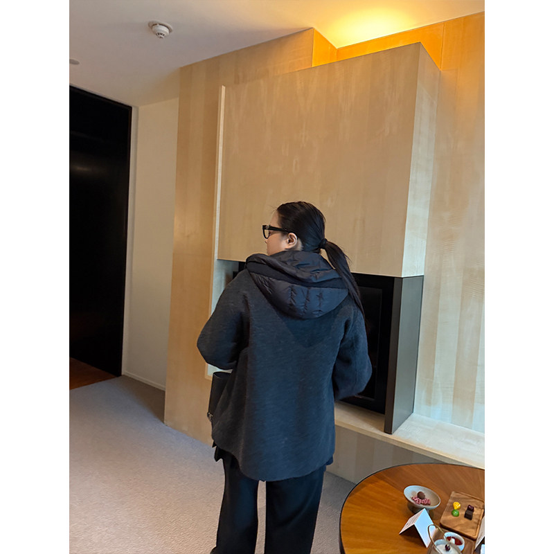 铅笔小鑫大码女装廓形街头松弛感高品棉毛羊拼接羽绒帽外套,淘宝优惠券,粉丝福利购,淘宝优惠卷