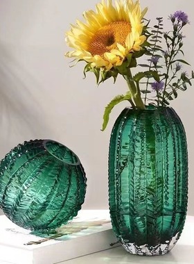 玻璃花瓶插花绿植仙人掌装饰摆件北欧现代简约客厅玄关样板间花器