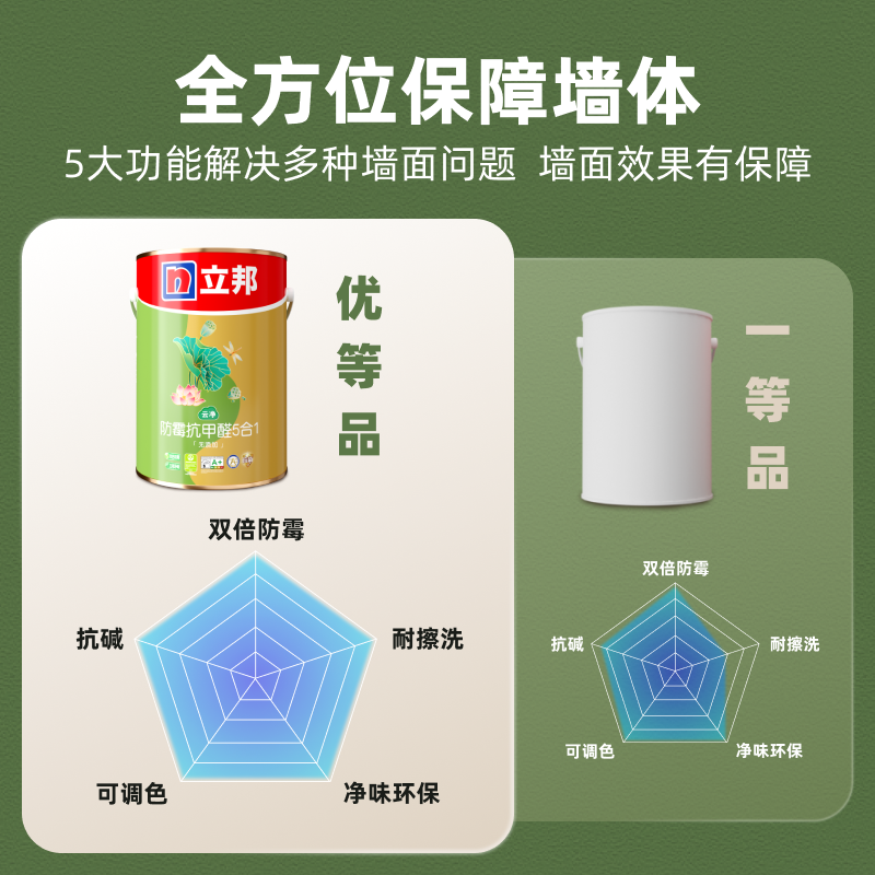 立邦云净双倍防霉抗甲醛净味5合1内墙乳胶漆家用竹炭净味15L - 图0