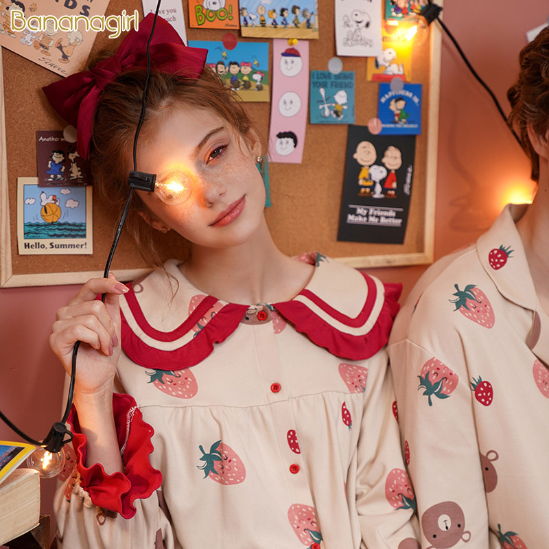 bananagirl春秋纯棉少女可爱睡衣 bananagirl睡衣/家居服套装