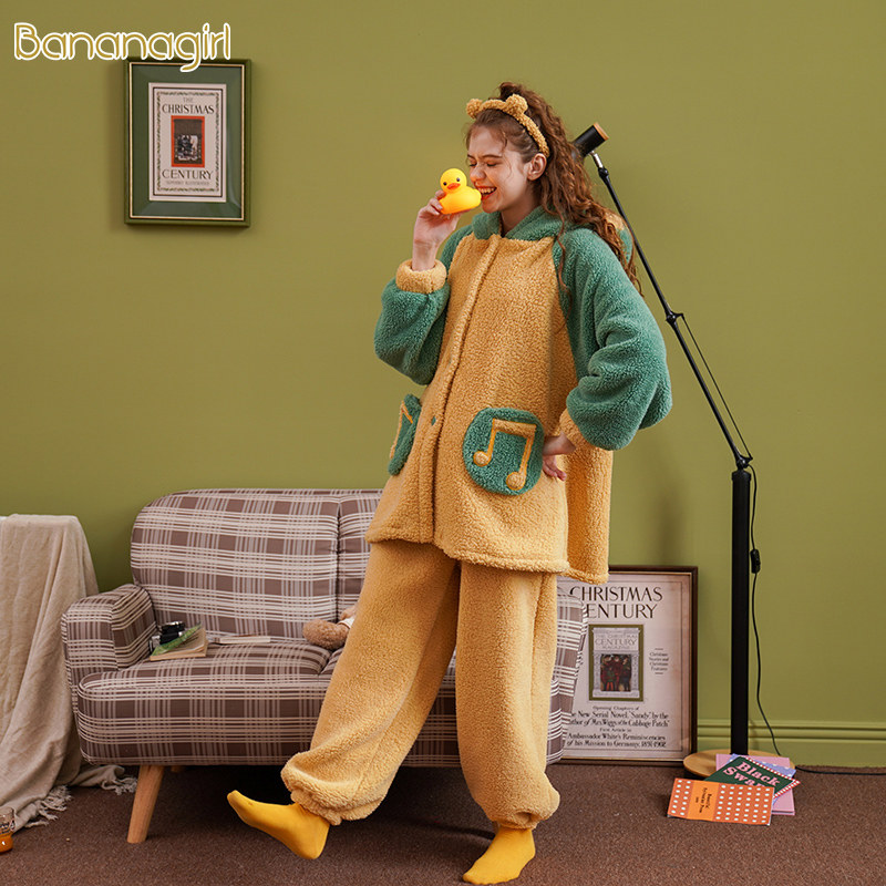 情侣珊瑚绒可爱甜美男款冬季睡衣 bananagirl睡衣/家居服套装
