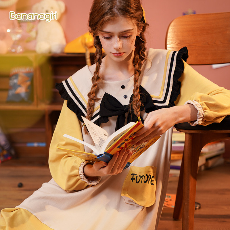 bananagirl春秋睡裙卡通学院连衣裙 bananagirl睡裙