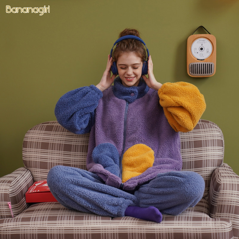bananagirl秋冬珊瑚绒卡通休闲睡衣 bananagirl睡衣/家居服套装