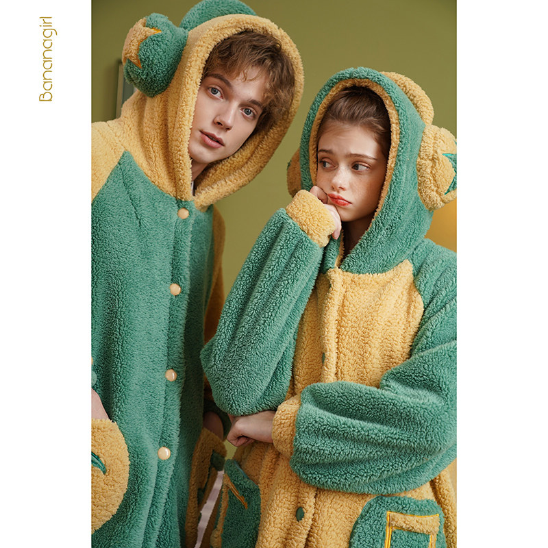 情侣珊瑚绒可爱甜美男款冬季睡衣 bananagirl睡衣/家居服套装