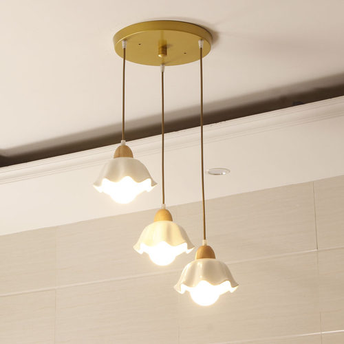 北欧loft小复式客厅别墅陶瓷楼梯间长吊灯日式极简原木三头餐厅灯 - 图2