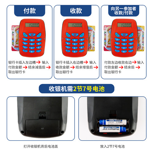 儿童游戏棋子刷卡机电子银行机益智强手棋卡牌桌游补充包纸币房子 - 图2