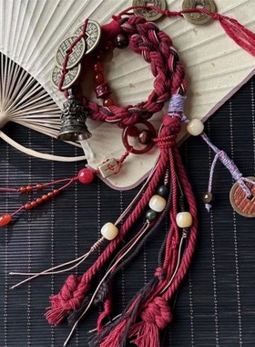 民族风李火旺印象手链新中式铃铛手串百搭复古藏式手工编制手绳链