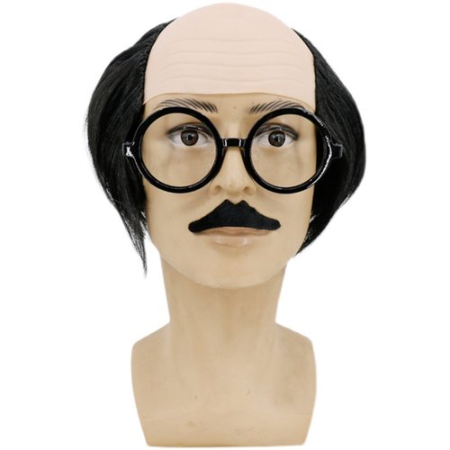 秃顶假发地中海头套 小品搞怪男士整顶装扮秃头年会舞台表演道具 - 图3