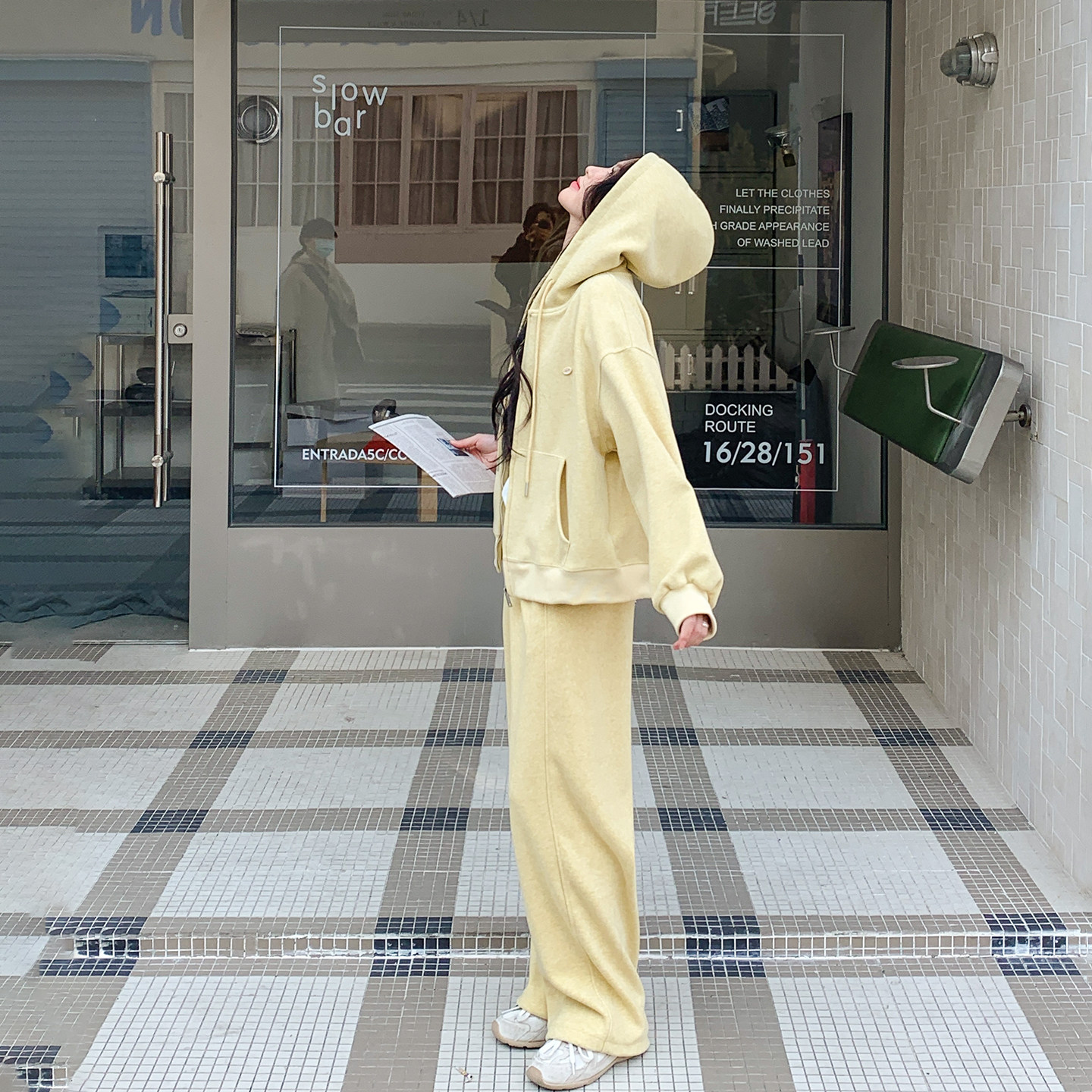 慵懒风黄色连帽卫衣长裤套装女春季2026新款休闲运动高级感两件套,淘宝优惠券,粉丝福利购,淘宝优惠卷