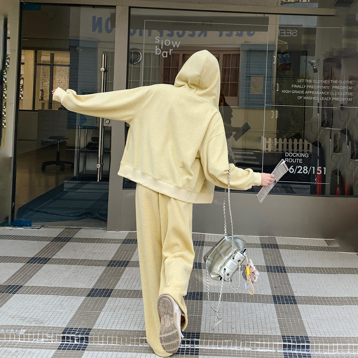 慵懒风黄色连帽卫衣长裤套装女春季2026新款休闲运动高级感两件套,淘宝优惠券,粉丝福利购,淘宝优惠卷