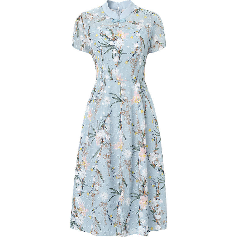 2020年新款夏天复古旗袍裙连衣裙 queennana连衣裙