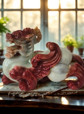 天然玉石貔貅摆件岫玉貔貅玄关摆设店铺开业礼品客厅公母一对皮丘