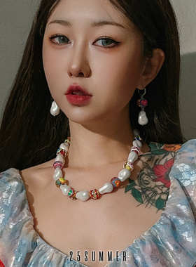 25SUMMER原创异形水滴贝珠女项链