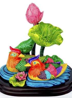 和谐荷花鸳鸯结婚生日礼品交趾陶