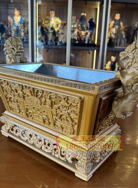木雕马槽炉双狮炉四方炉线香寺庙大香炉佛堂供佛大香炉厂家直销