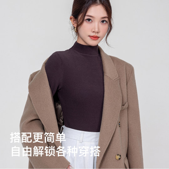 黑色半高领打底衫女春秋冬内搭可外穿2025新款山羊绒保暖长袖上衣