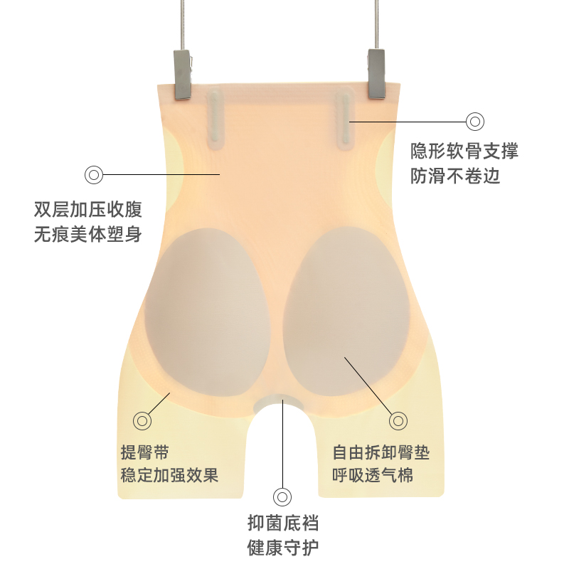 假屁股高腰提臀收腹裤自然臀蜜桃塑形无痕臀垫内裤安全裤夏季薄款 - 图3