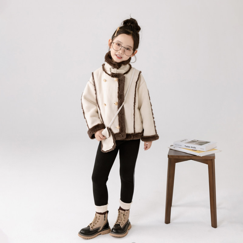 哈依鲁女童冬季新款小香风加绒外套儿童中大童仿皮草短款夹克皮衣,淘宝优惠券,粉丝福利购,淘宝优惠卷
