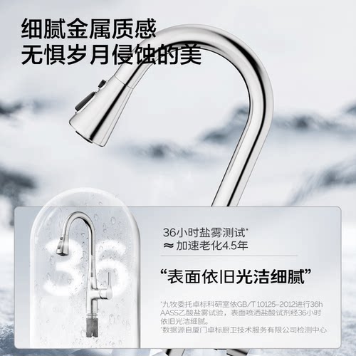 【政府补贴15%】九牧水龙头抽拉式厨房水槽冷热洗菜盆悬停防溅 - 图2