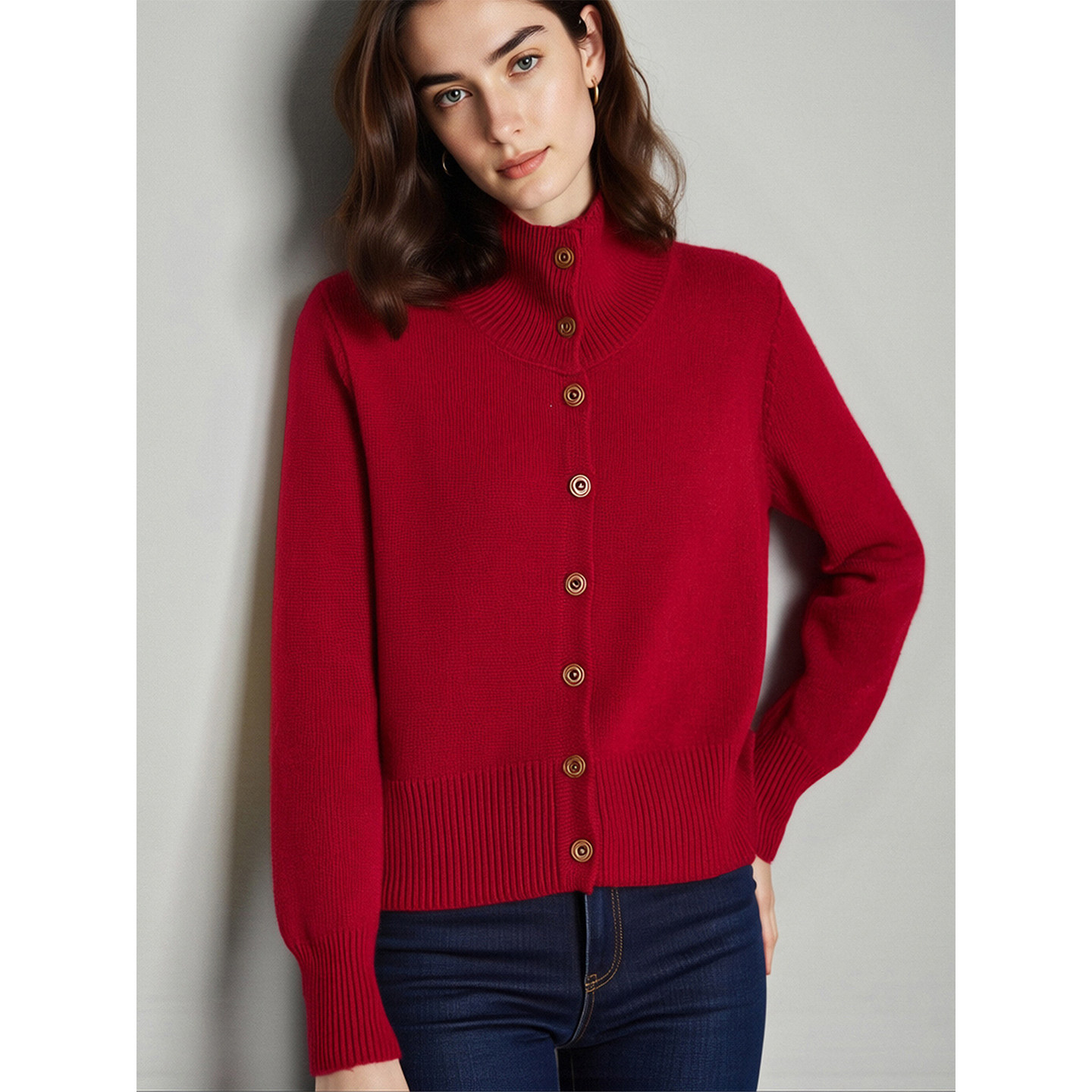 Basic House/百家好新年红高领羊绒针织衫女士冬季高级感软糯毛衣,淘宝优惠券,粉丝福利购,淘宝优惠卷