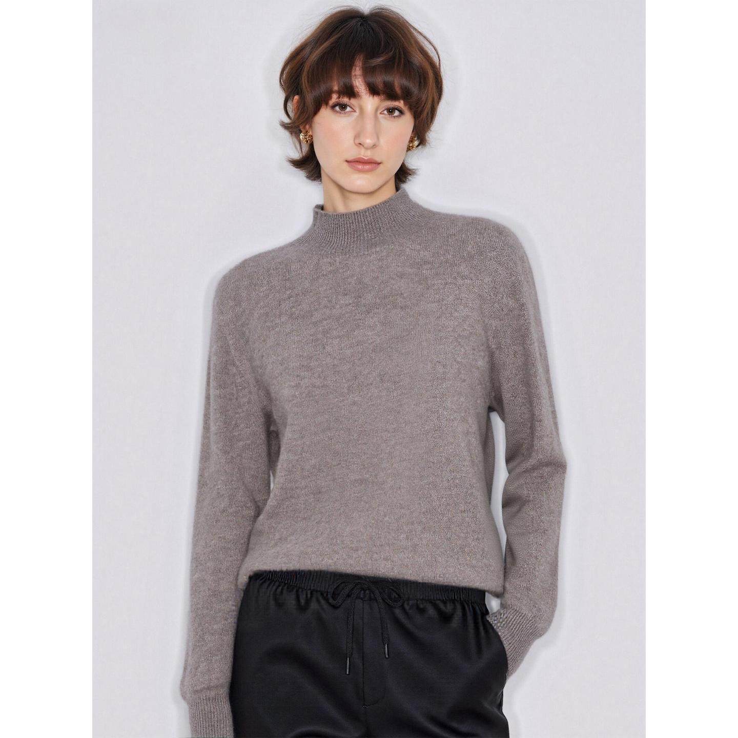 Basic House/百家好驼色100%羊毛半高领针织衫女士冬季软糯打底衫,淘宝优惠券,粉丝福利购,淘宝优惠卷