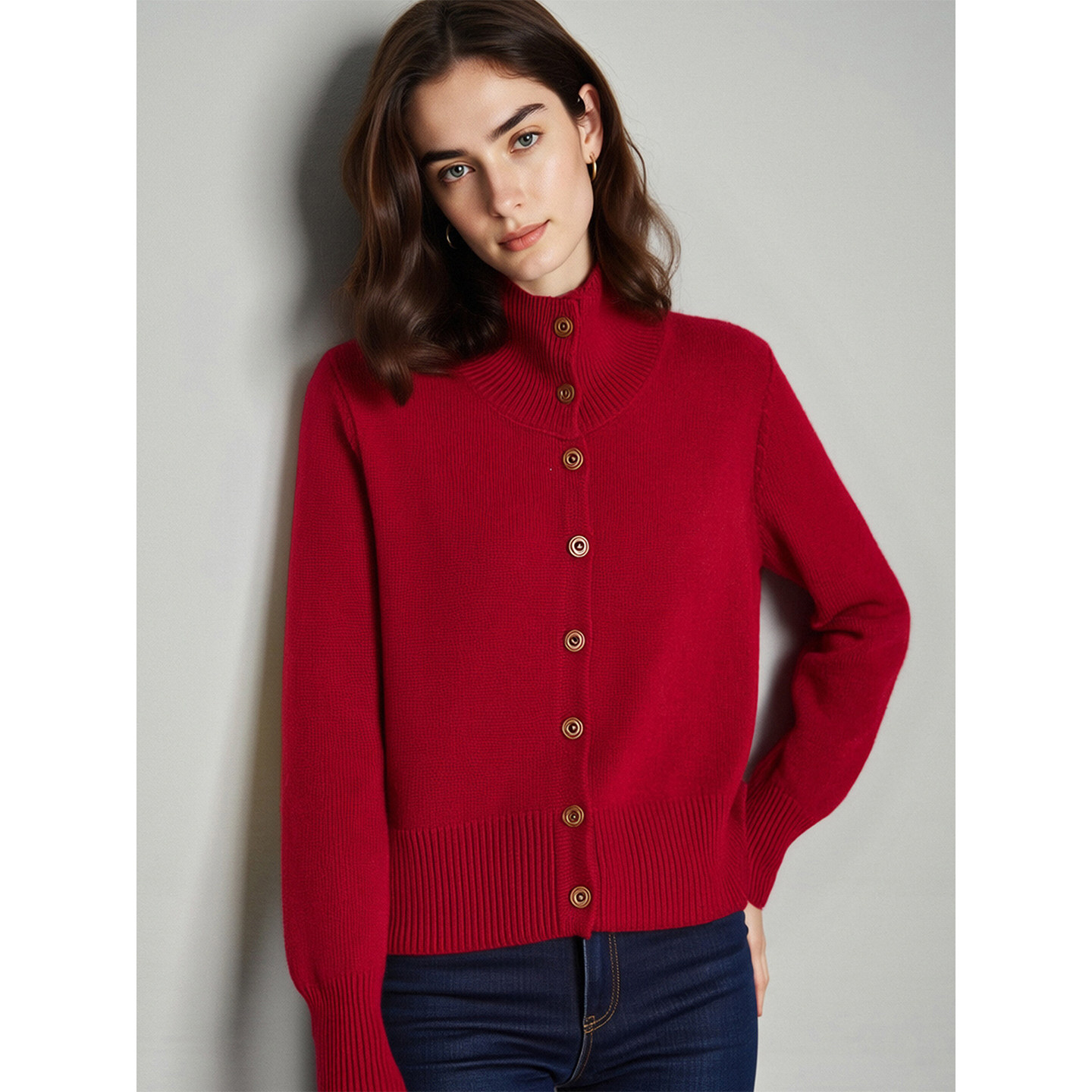 Basic House/百家好新年红高领羊绒针织衫女士冬季高级感软糯毛衣,淘宝优惠券,粉丝福利购,淘宝优惠卷