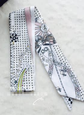 欧美风飘带装饰手柄塔罗牌小丝巾