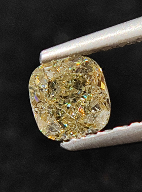 FIICCI菲伊奇 0.772克拉天然黄色钻石正方枕形裸钻定制戒指项链