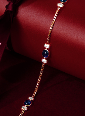 天然素面皇家蓝宝石钻石手链