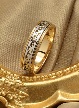 18k珠宝白金可转动情侣对戒