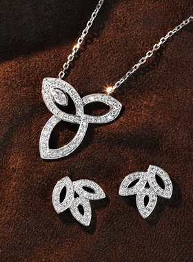 FIICCI菲伊奇 铂金lily百合花培育钻石项链耳坠日常通勤珠宝首饰