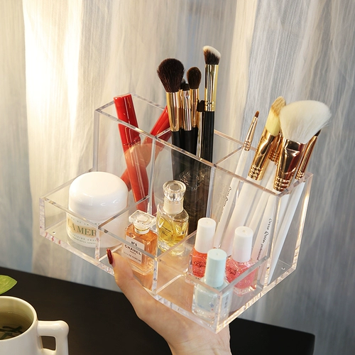 Акриловая кисть, коробка для хранения, карандаш для бровей, блеск для губ, щетка, настольный лак для ногтей