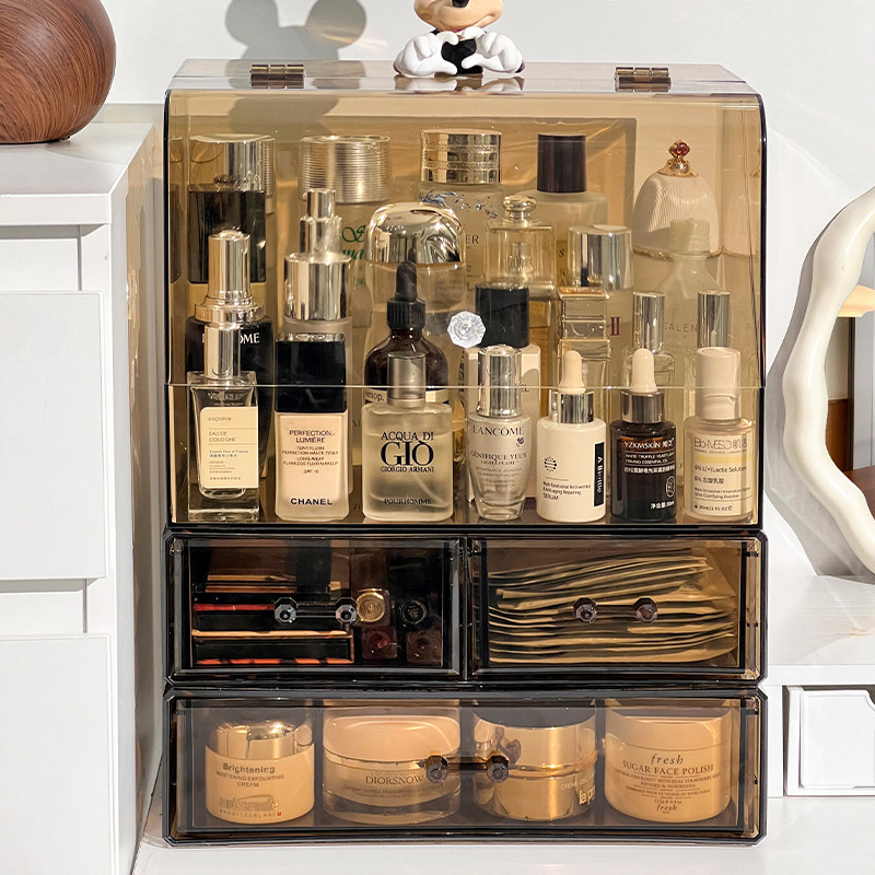 化妆品收纳盒高级感口红护肤品置物架抽屉式防尘桌面大容量化妆箱,淘宝优惠券,粉丝福利购,淘宝优惠卷