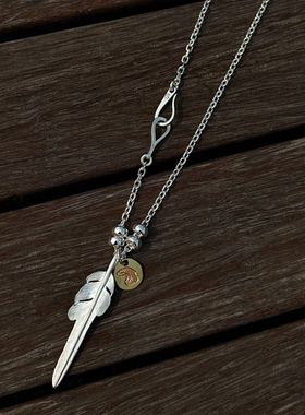 思涵银工坊Larry Smith925纯银风切羽鱼钩链男女款日潮余文乐项链